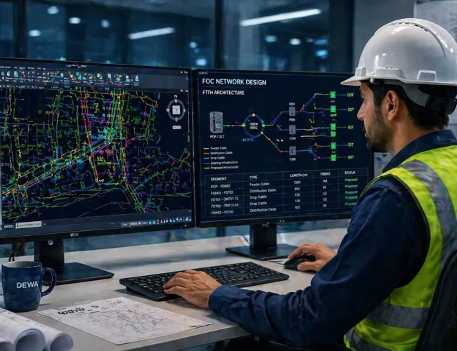 AutoCAD & FOC Network Design Services (DEWA Projects)
