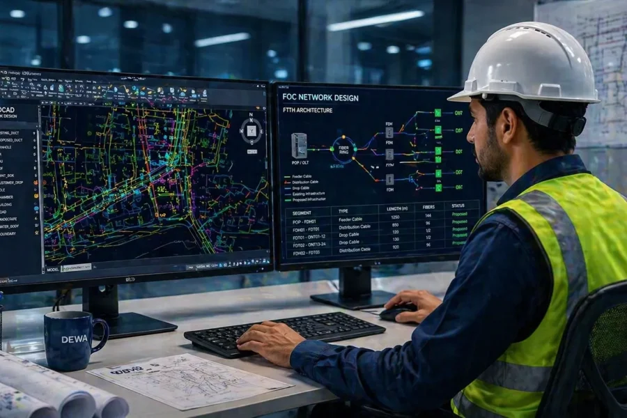 AutoCAD & FOC Network Design Services (DEWA Projects)